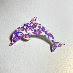 Dolphin Retro Vintage Pink Purple Paisley Brooch